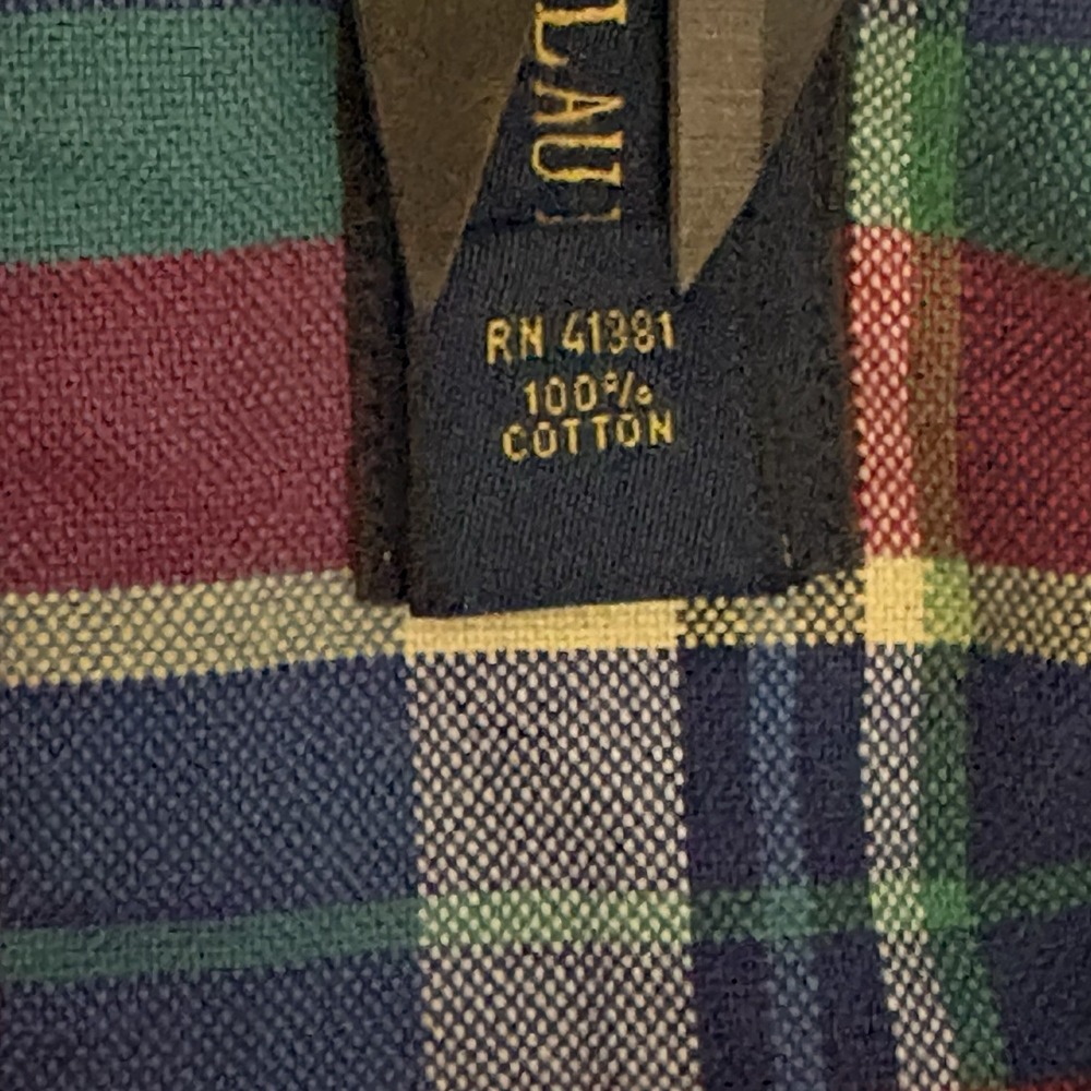 Ralph Lauren Shirt Madras Plaid Button Down Flesh-Color Pony Red Multi Men's L - Picture 8 of 8